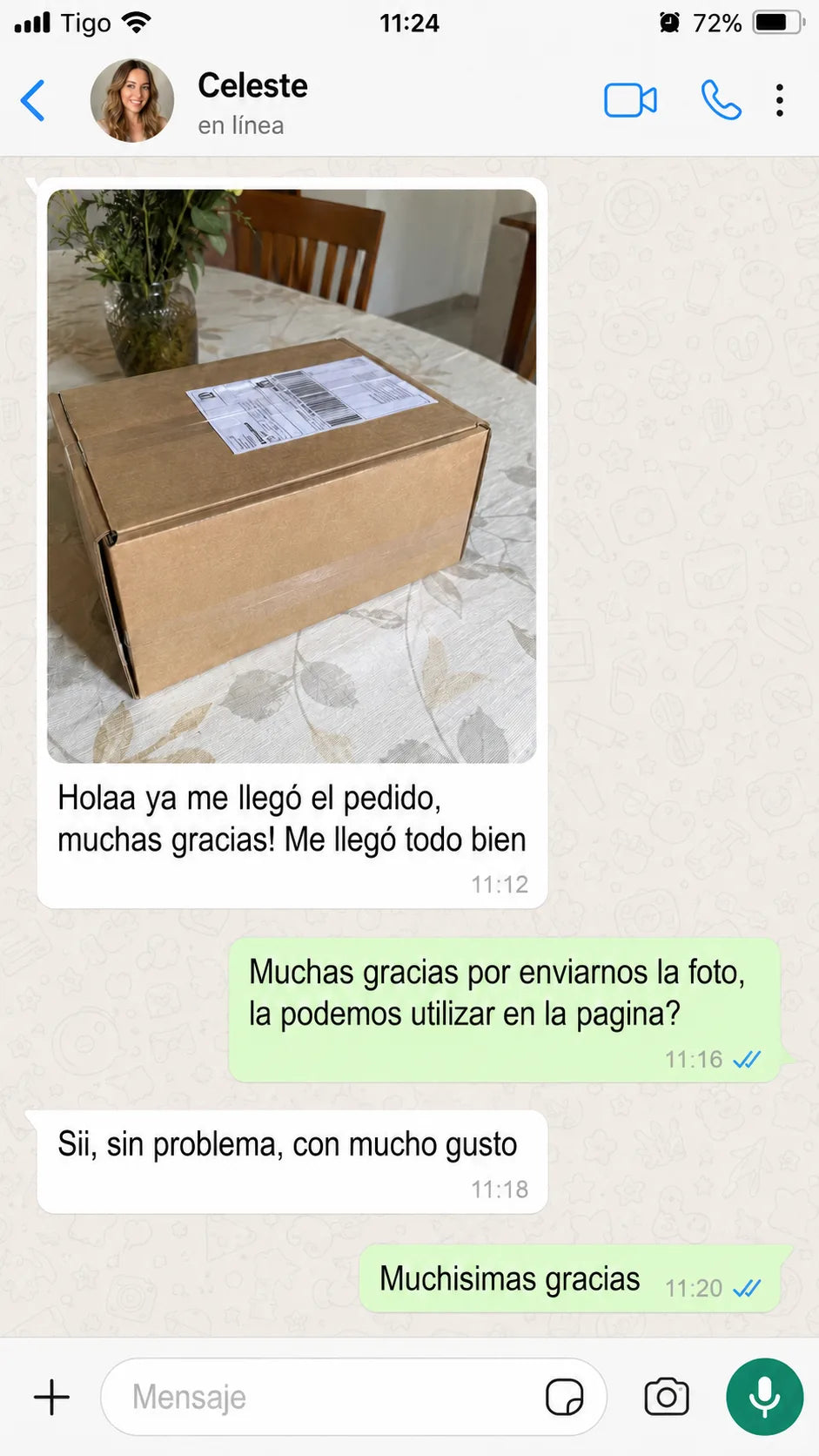 Celeste — experiencia compartida por WhatsApp