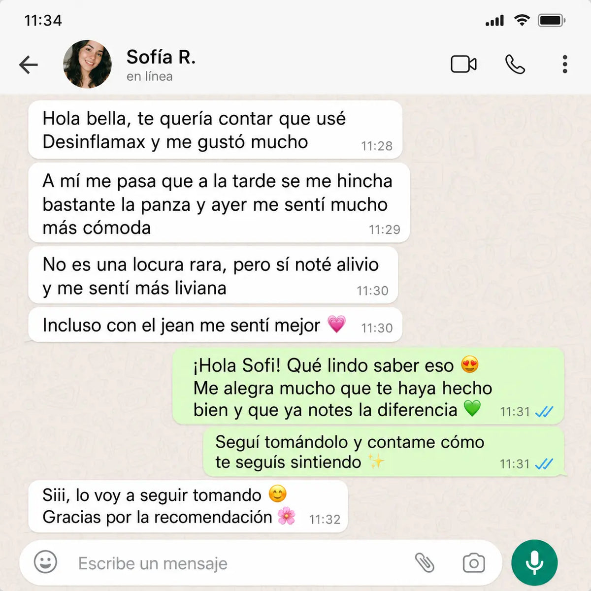 Experiencia de cliente con Desinflamax