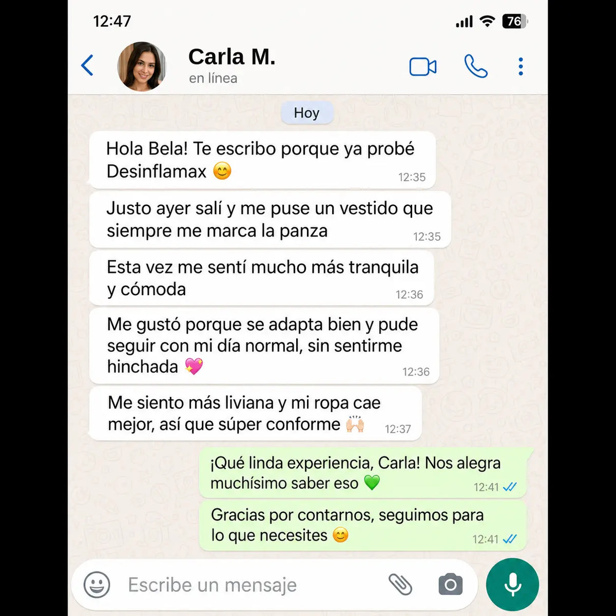 Experiencia de cliente con Desinflamax