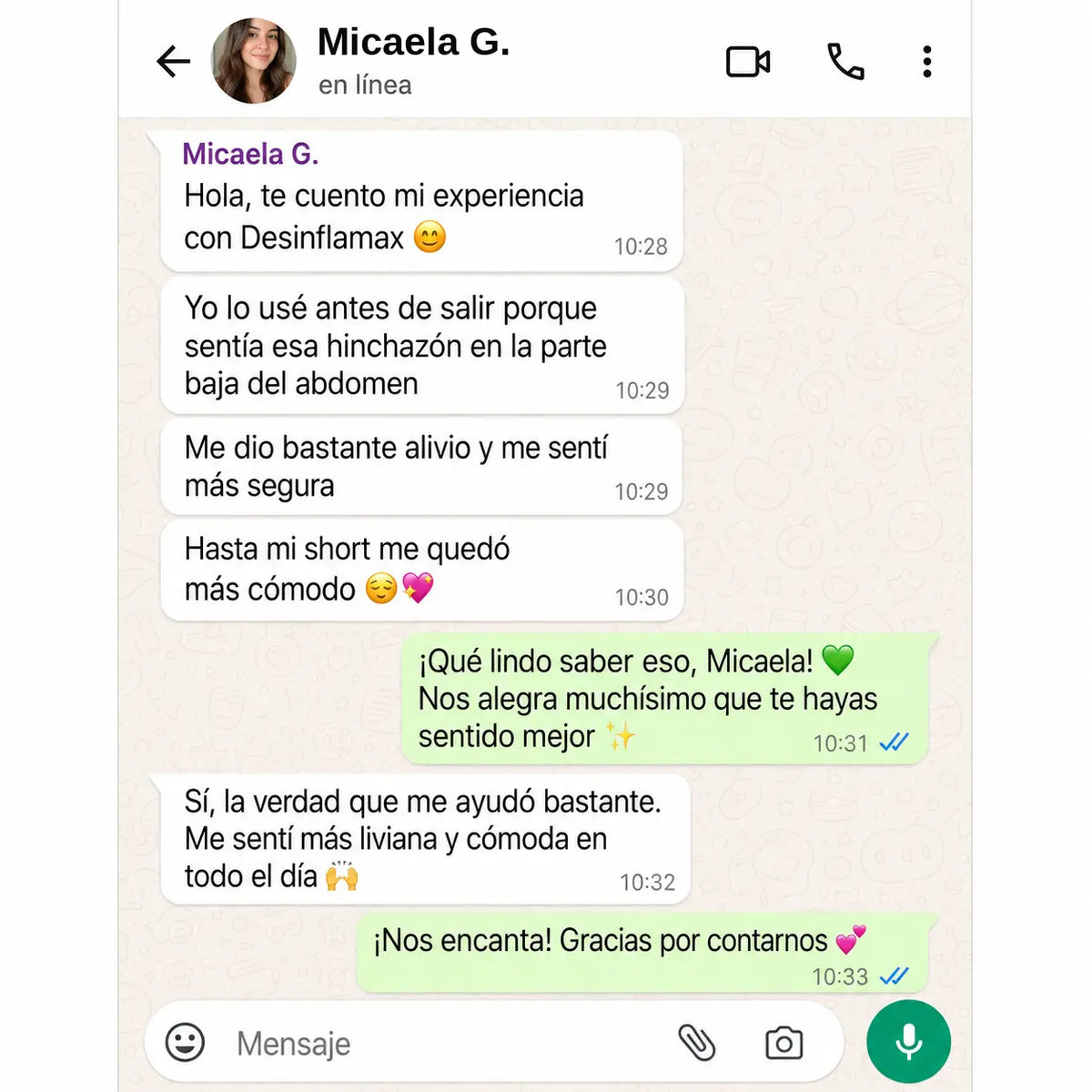 Experiencia de cliente con Desinflamax