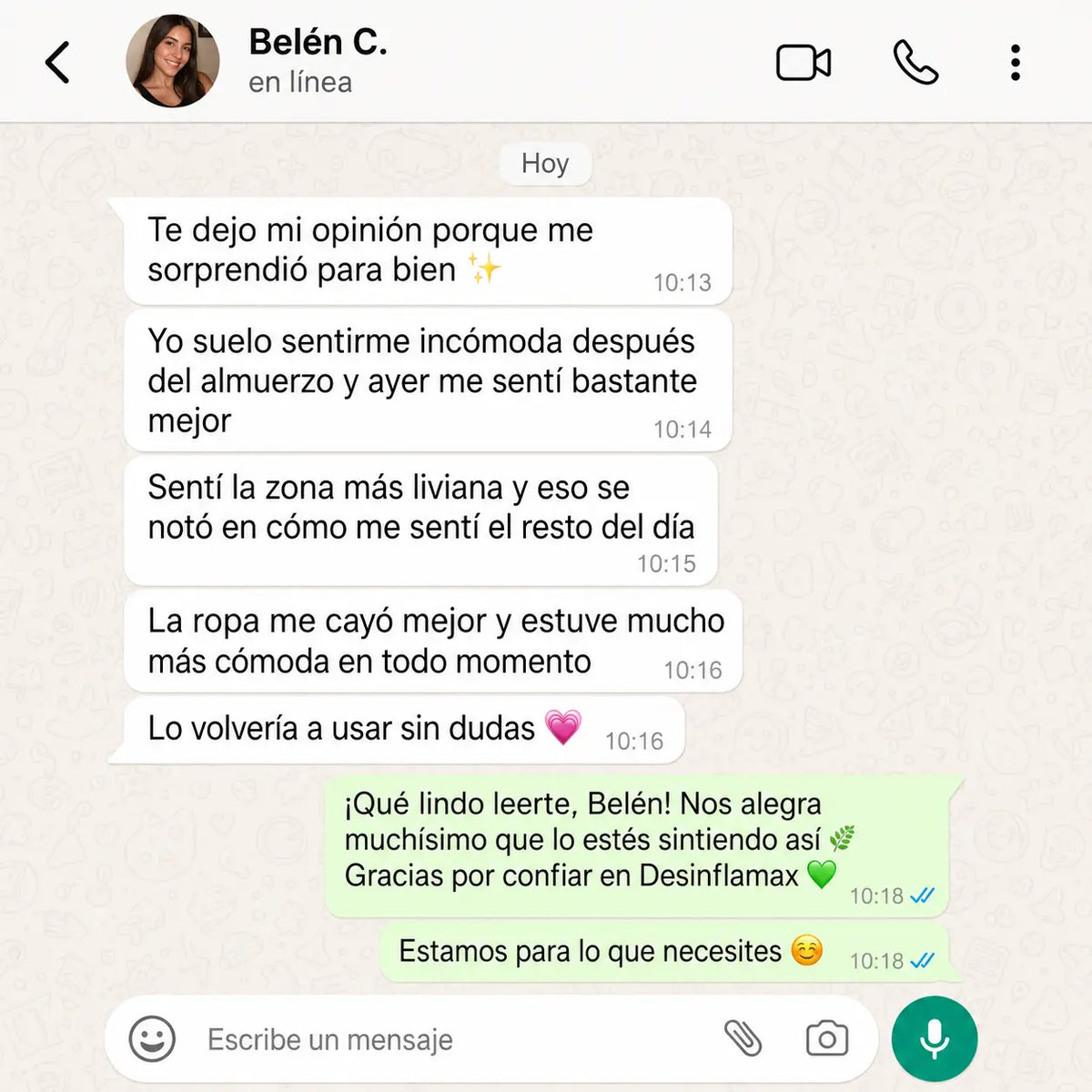 Experiencia de cliente con Desinflamax