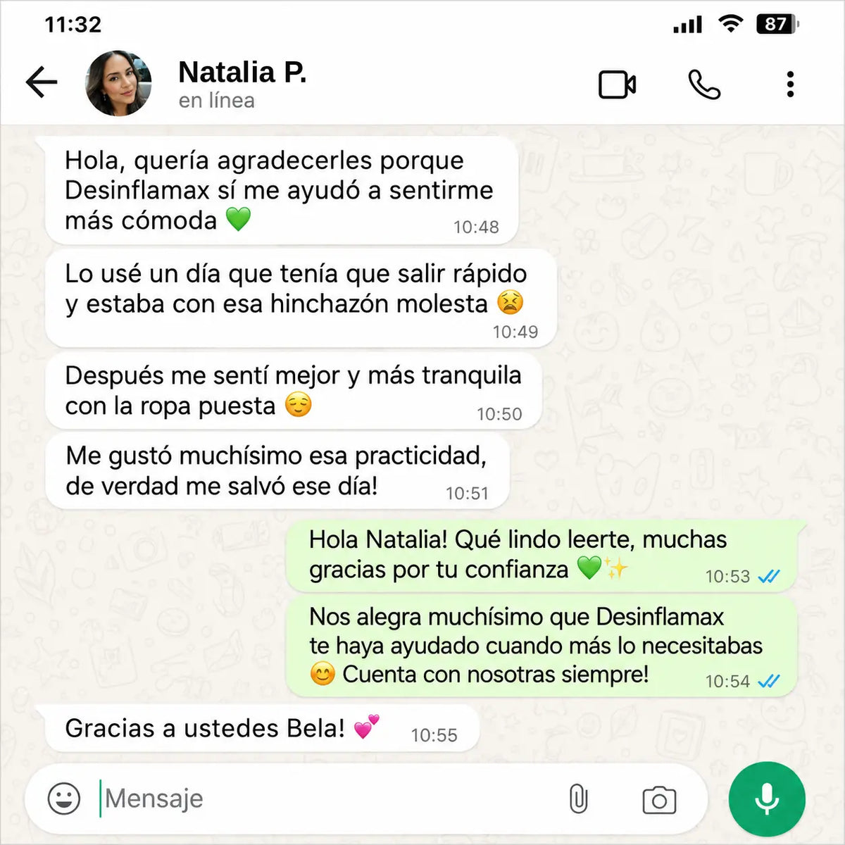Experiencia de cliente con Desinflamax