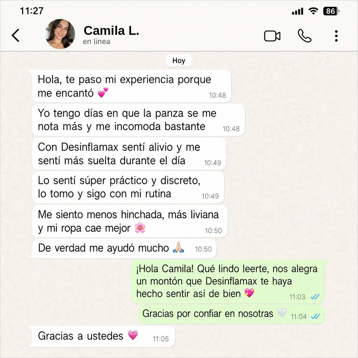 Experiencia de cliente con Desinflamax