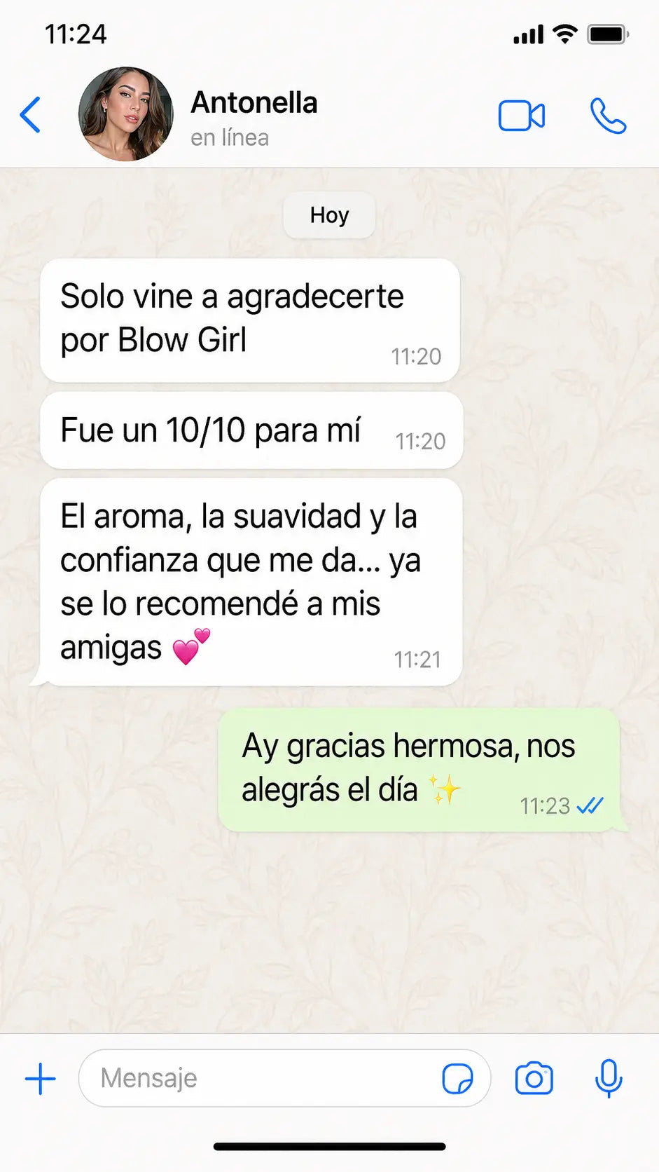 Experiencia de una clienta con Blow Girl