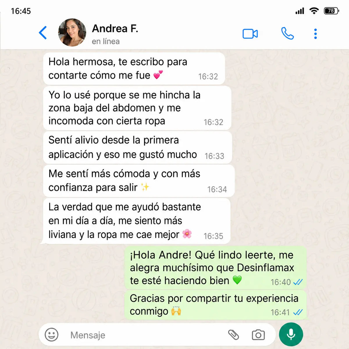 Experiencia de cliente con Desinflamax