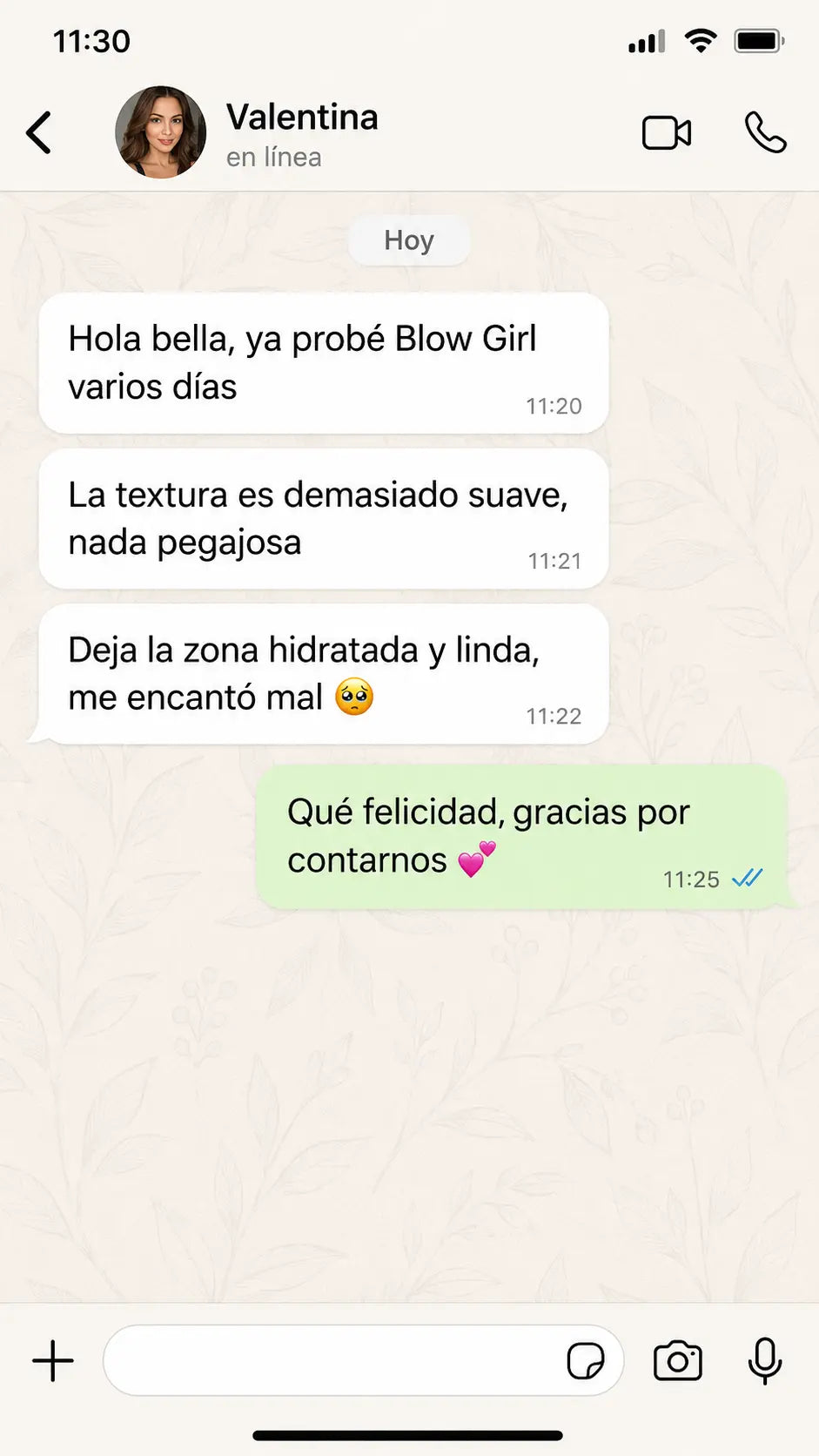 Experiencia de una clienta con Blow Girl