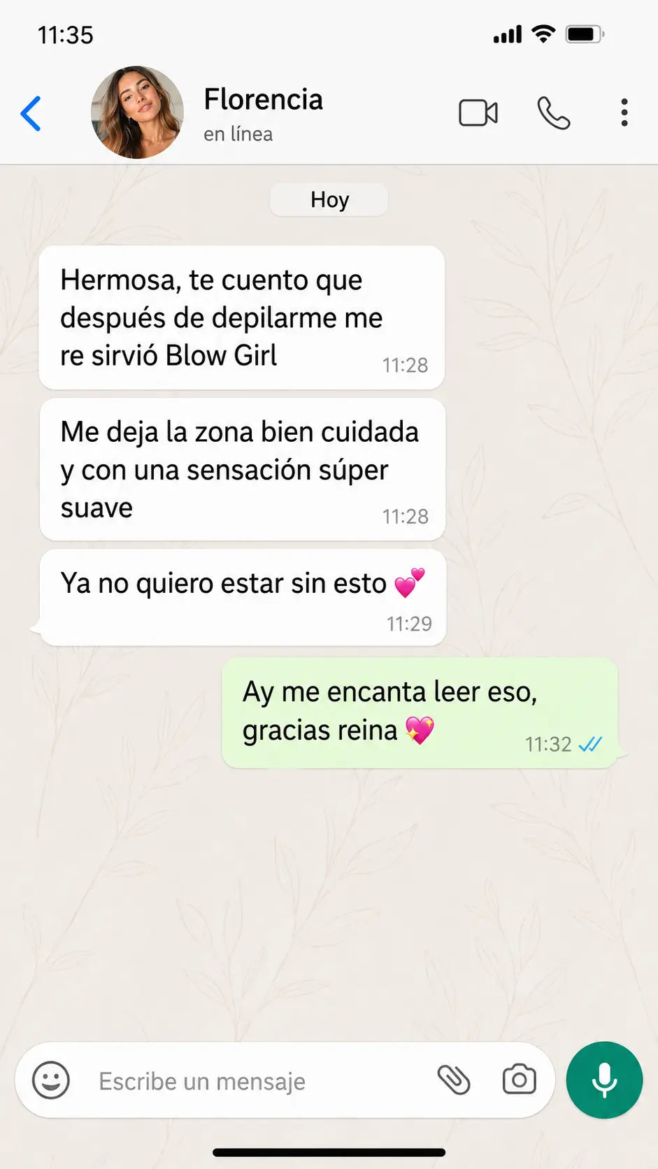 Experiencia de una clienta con Blow Girl