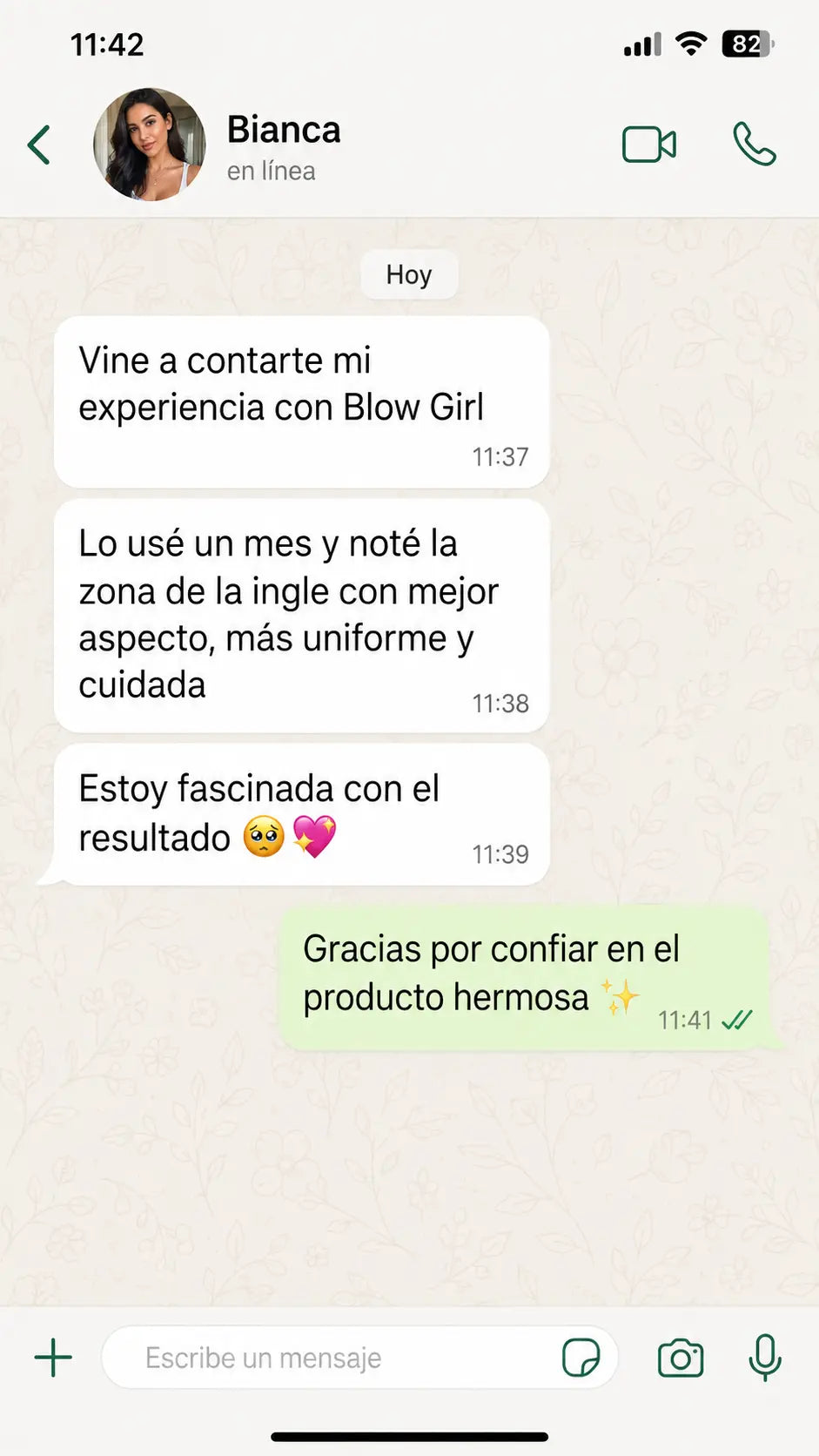 Experiencia de una clienta con Blow Girl