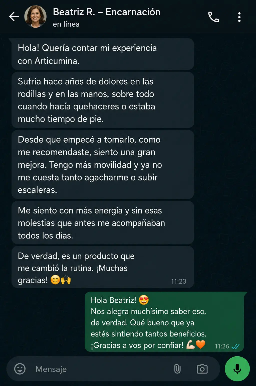 Experiencia de un cliente con Articumina