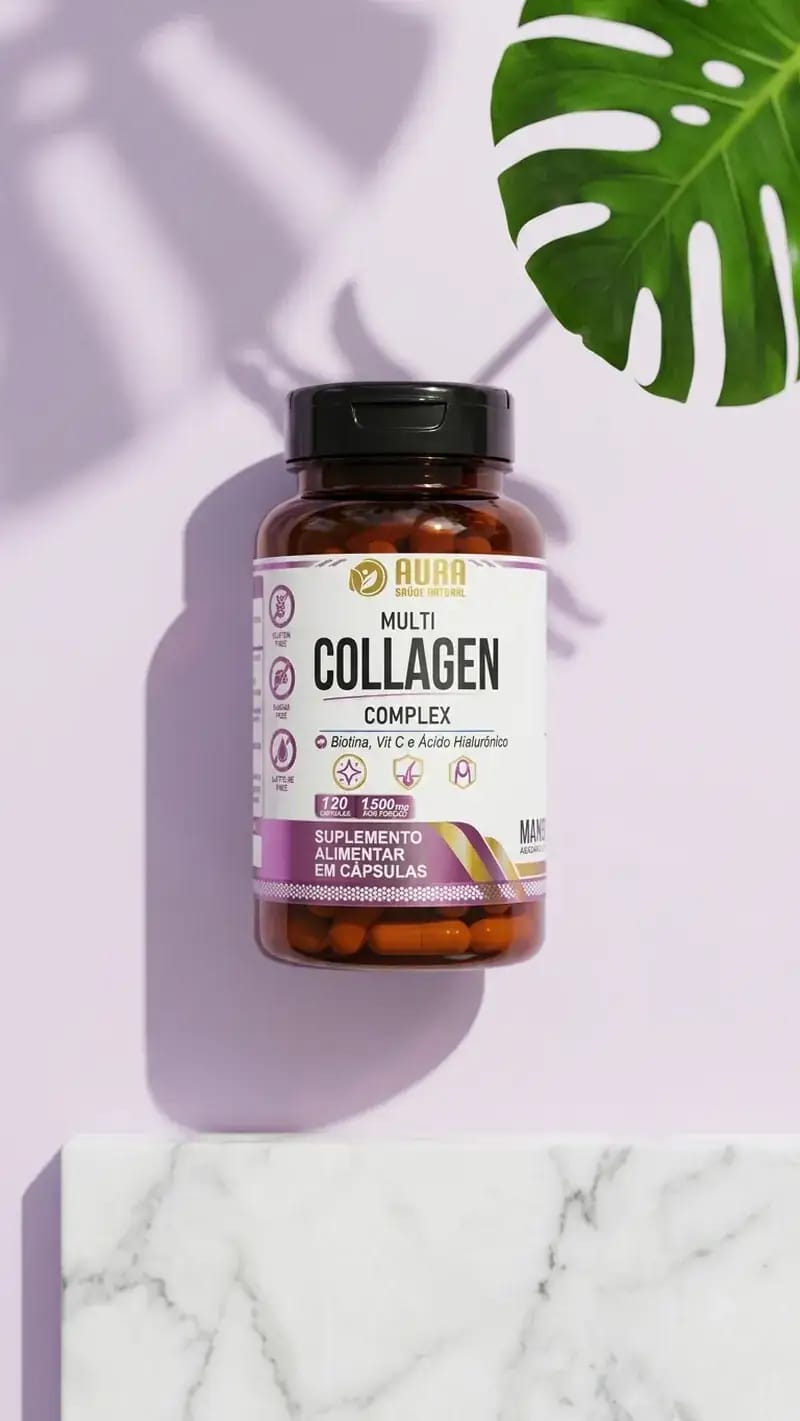 Colágeno Complex en una escena lifestyle violeta