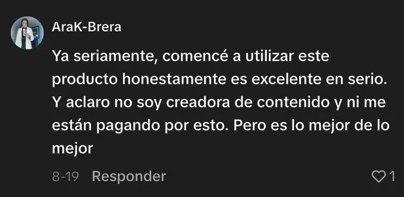 Comentario compartido por TikTok