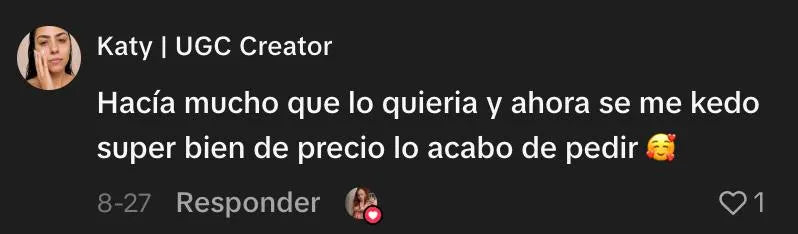 Comentario compartido por TikTok