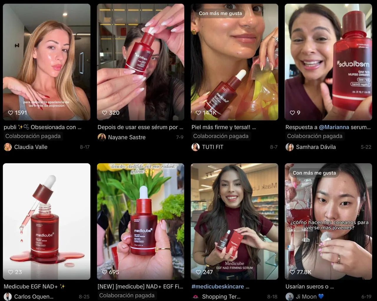 Selección de comentarios y reacciones compartidas en TikTok